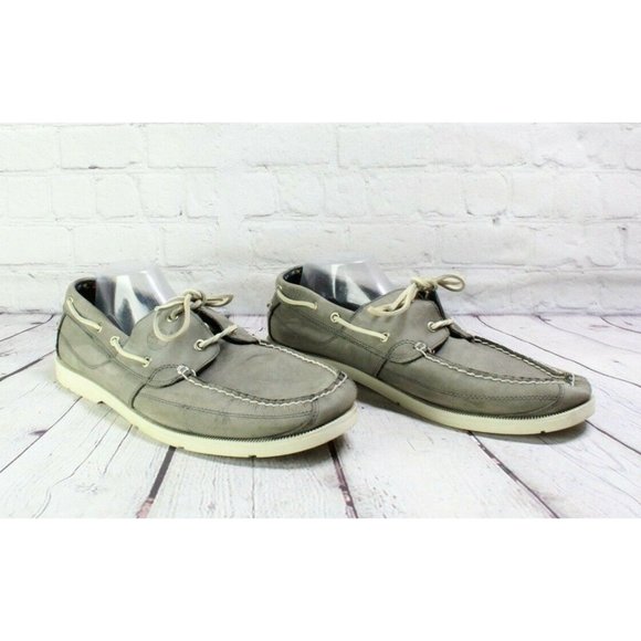 Timberland Earthkeepers Kiawah Bay Gray Leather Moccasin Boat Shoes Size 14 - Picture 3 of 9